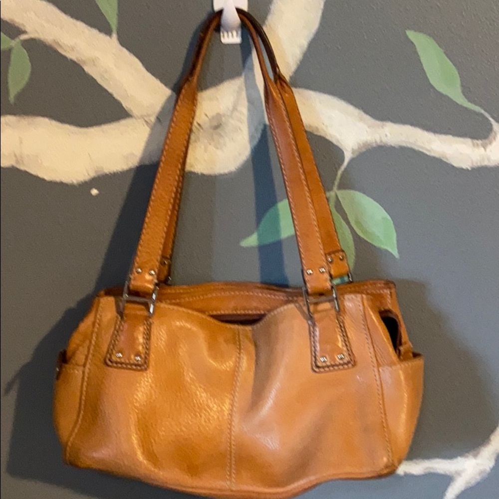 Fossil tan leather shoulder bag k3